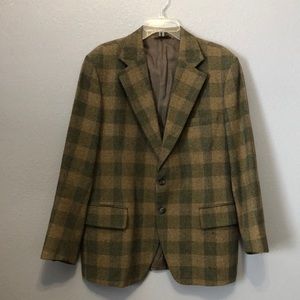 Vintage Norm Thompson plaid sport jacket Men's 40R green gold Wool Portland